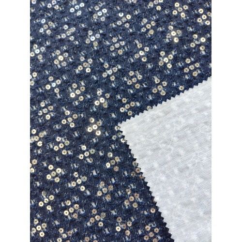 NEW FASHION SEQUINS DECORATION COTTON DENIM FABRIC GLITTER WITH JEAN FABRIC  FOR SHOES BAGS CLOTHING