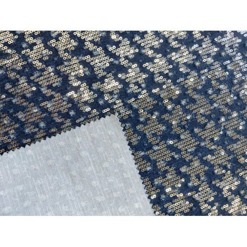 NEW FASHION SEQUINS DECORATION COTTON DENIM FABRIC GLITTER WITH JEAN FABRIC  FOR SHOES BAGS CLOTHING