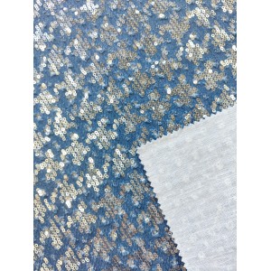 NEW FASHION SEQUINS DECORATION COTTON DENIM FABRIC GLITTER WITH JEAN FABRIC  FOR SHOES BAGS CLOTHING 